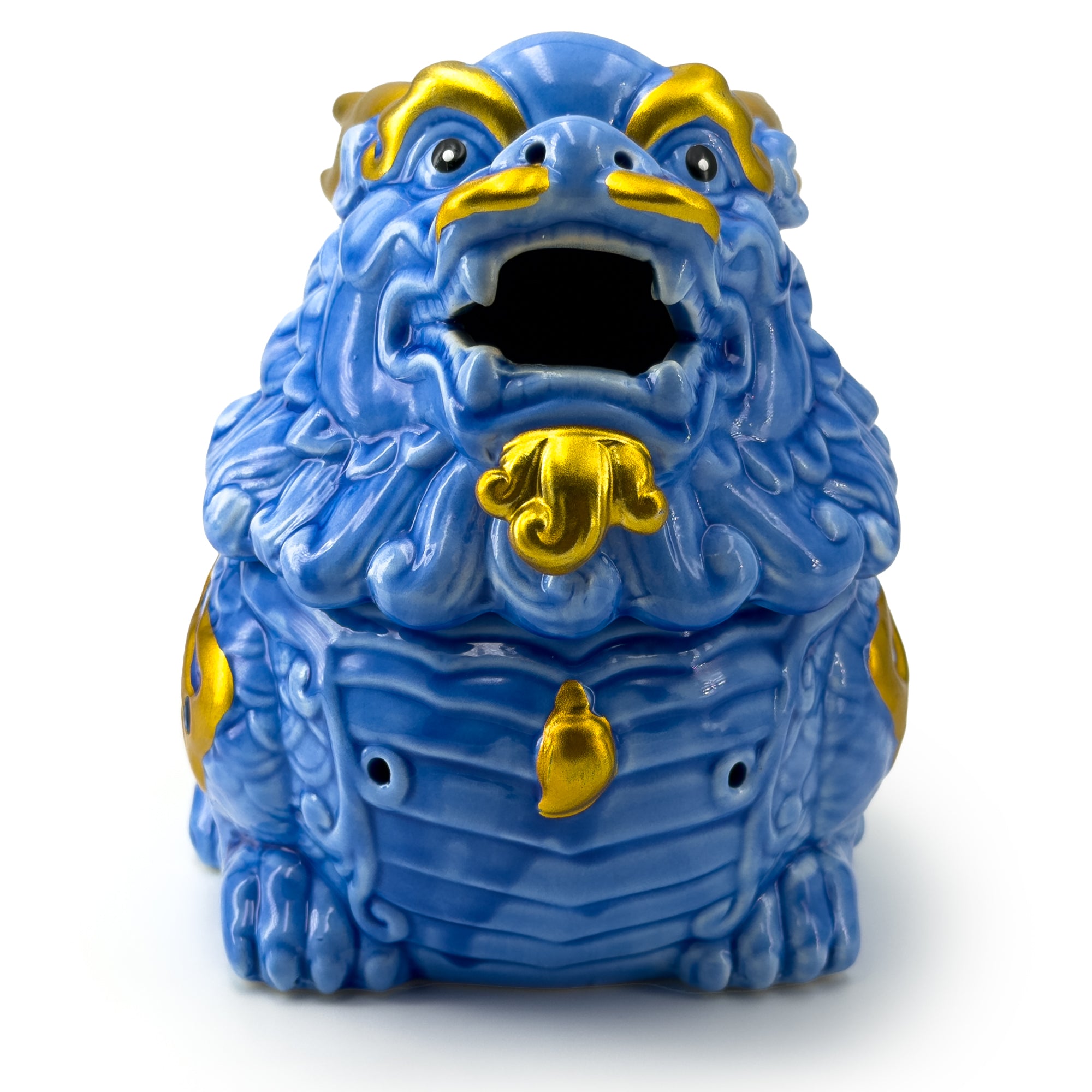Aurelius Qilin™ Ceramic Incense Burner | Blue & Gold Oriental Guardian Statue