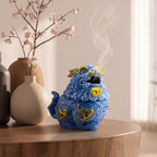Aurelius Qilin™ Ceramic Incense Burner | Blue & Gold Oriental Guardian Statue